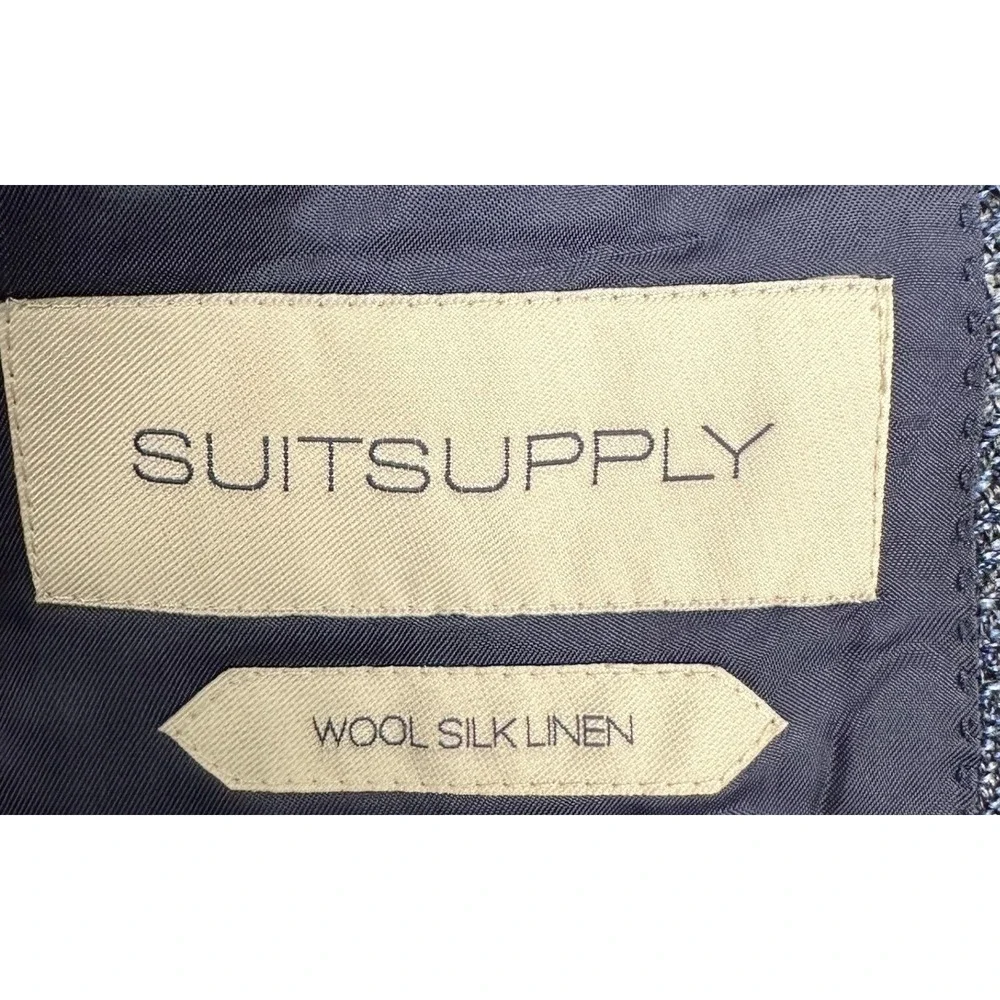 SuitSupply Blazer Men 46R Hudson HL Int. Blue Ethomas Wool Silk Linen Sport Coat